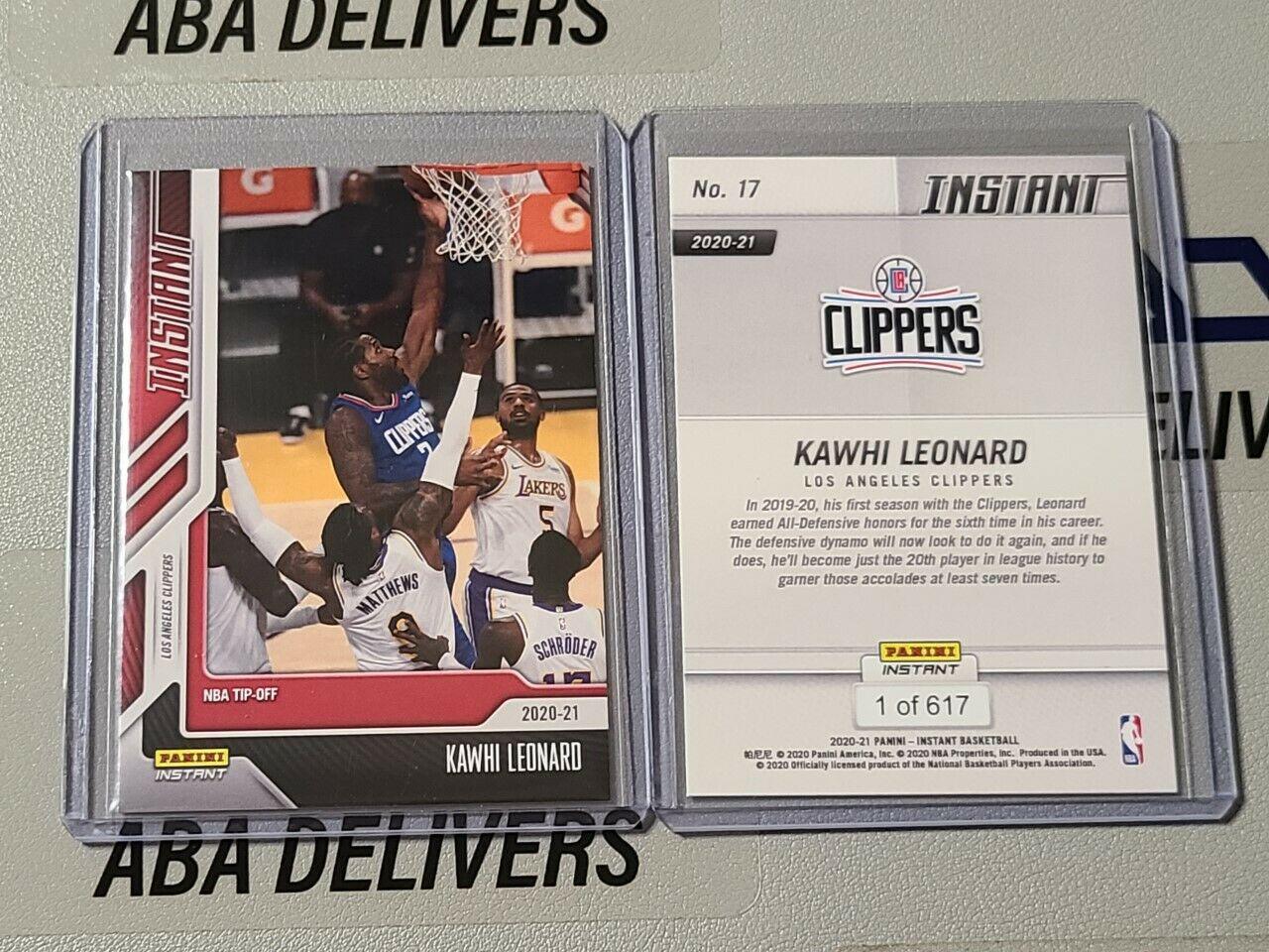 Kawhi Leonard #17 Basketball Cards 2020 Panini Instant