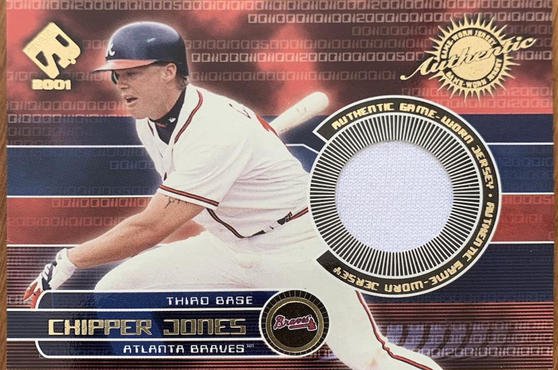 Chipper Jones #24 Baseball Cards 2001 Pacific Private Game Used