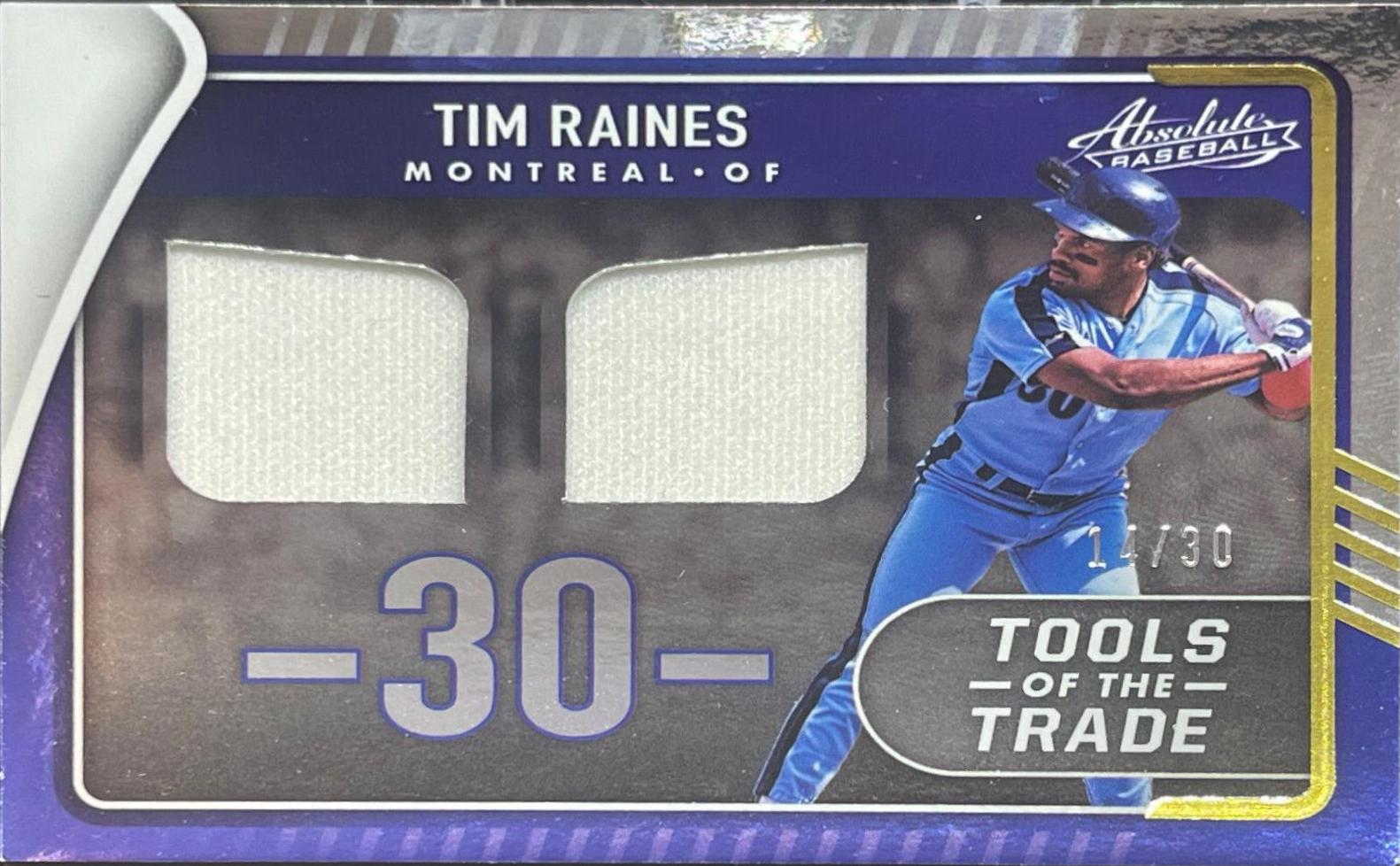 Tim Raines #TTT2-TM Baseball Cards 2022 Panini Absolute Tools of the Trade 2 Swatch