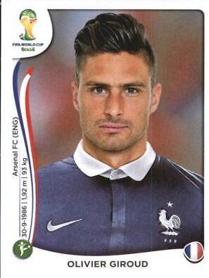 Olivier Giroud #391 Soccer Cards 2014 Panini World Cup Stickers