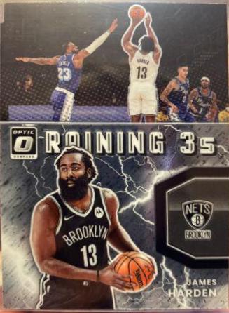 James Harden #5 Basketball Cards 2021 Panini Donruss Optic Raining 3s