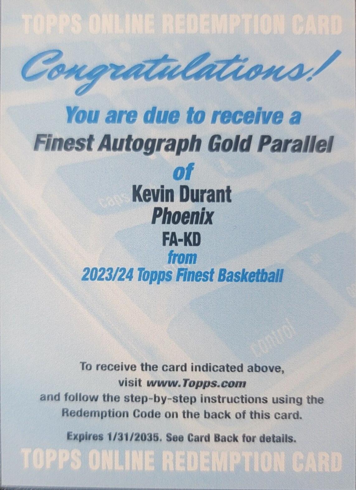 Kevin Durant [Gold Refractor] #FA-KD