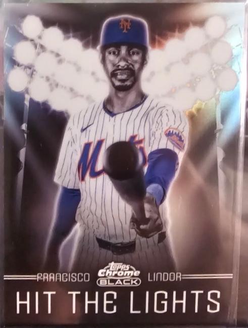 Francisco Lindor #HTL-18 Baseball Cards 2025 Topps Chrome Black Hit the Lights