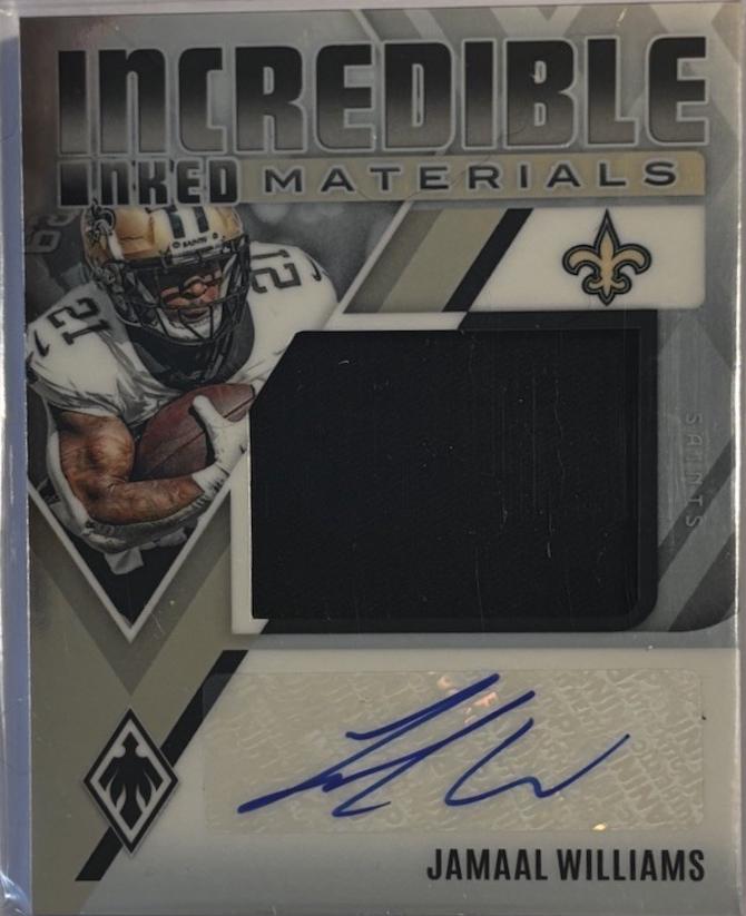 Jamaal Williams #IIM-JWS Football Cards 2024 Panini Phoenix Incredible Inked Materials
