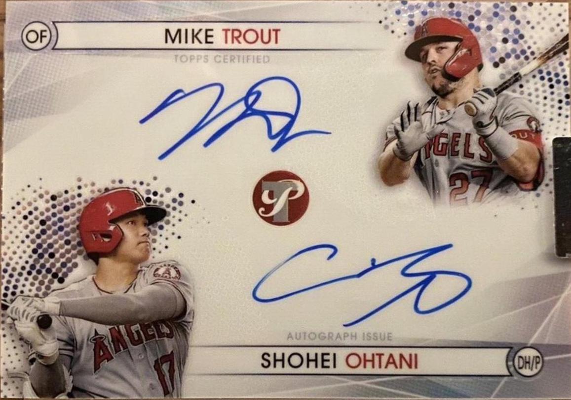 Mike Trout, Shohei Ohtani #PPDA-TO Baseball Cards 2022 Topps Pristine Pair Dual Autographs