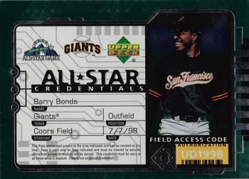 Barry Bonds #AS18 Baseball Cards 1998 Upper Deck All Stars Credentials