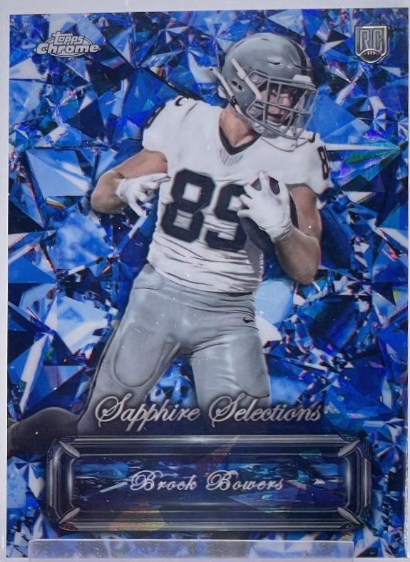 Brock Bowers #SS-5 Football Cards 2024 Topps Chrome Sapphire Selections