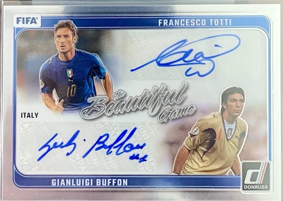 Francesco Totti / Gianluigi Buffon #8 Soccer Cards 2024 Panini Donruss Beautiful Game Dual Autograph