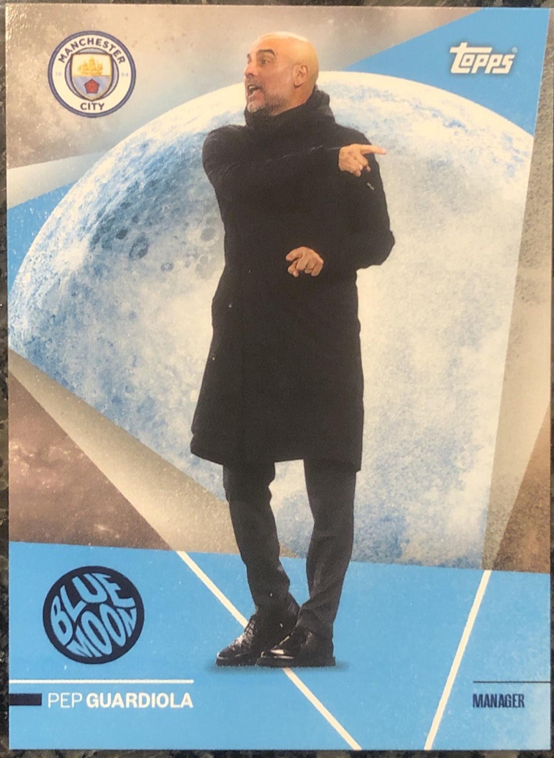 Pep Guardiola #23 2024 Topps Blue Moon Manchester City Soccer