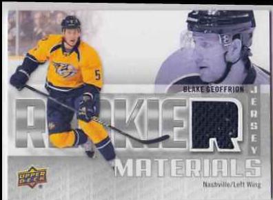 Blake Geoffrion #RM-BG Hockey Cards 2011 Upper Deck Rookie Materials