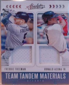 Freddie Freeman & Ronald Acuna Jr #TT-RF Baseball Cards 2020 Panini Absolute Team Tandem Materials