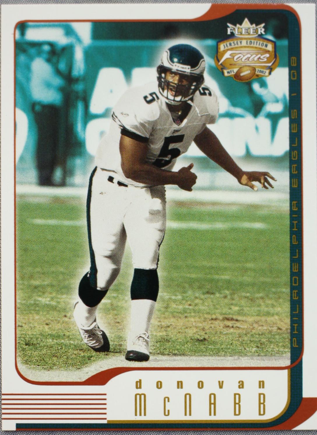 Donovan McNabb #5 Football Cards 2002 Fleer Focus Jersey Edition