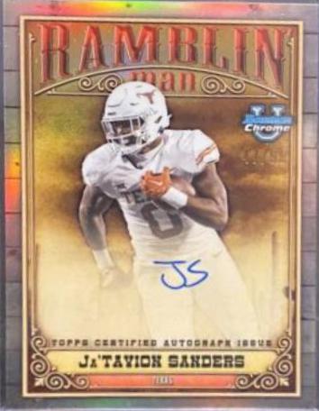 Ja'Tavion Sanders #RMA-JS Football Cards 2023 Bowman Chrome University Ramblin' Man Autographs