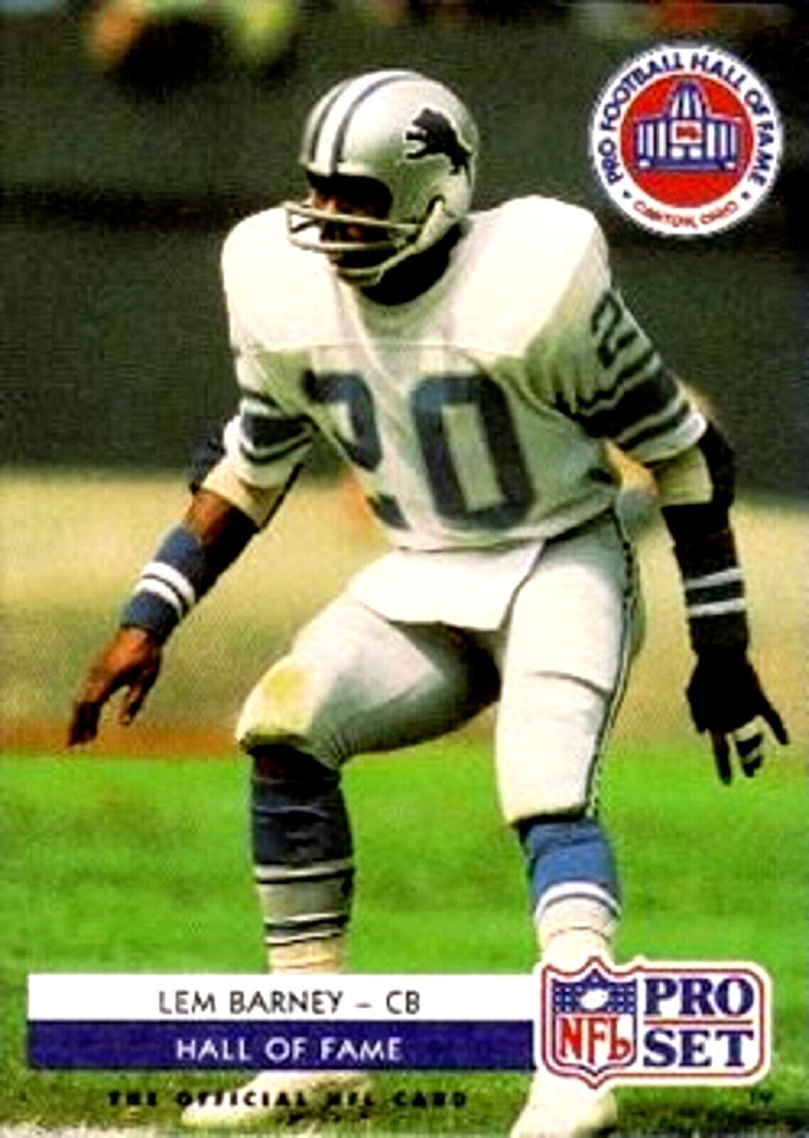 Lem Barney #SC-1 Football Cards 1992 Pro Set HOF Inductees