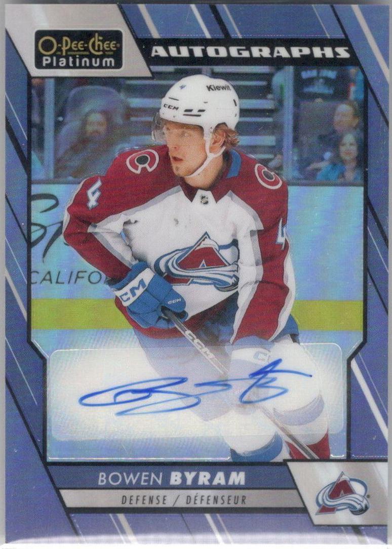 Bowen Byram #BA-BB Hockey Cards 2023 O-Pee-Chee Platinum Blue Rainbow Autographs