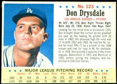 Don Drysdale [Hand Cut] #123 Baseball Cards 1963 Post Cereal Prices