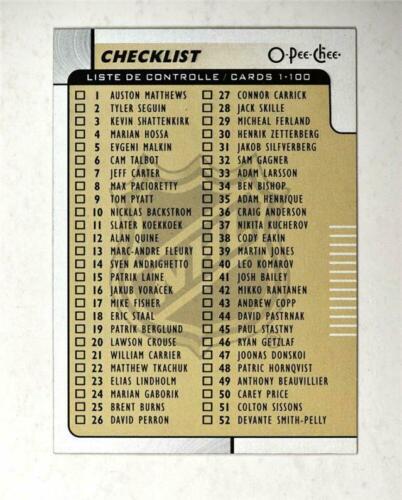 Checklist #100 2017 O Pee Chee Hockey