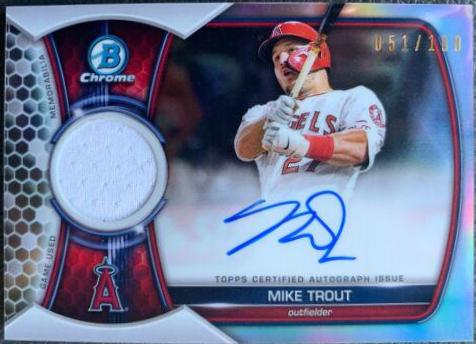 Mike Trout #BCAR-MT Baseball Cards 2023 Bowman Chrome Autograph Relics