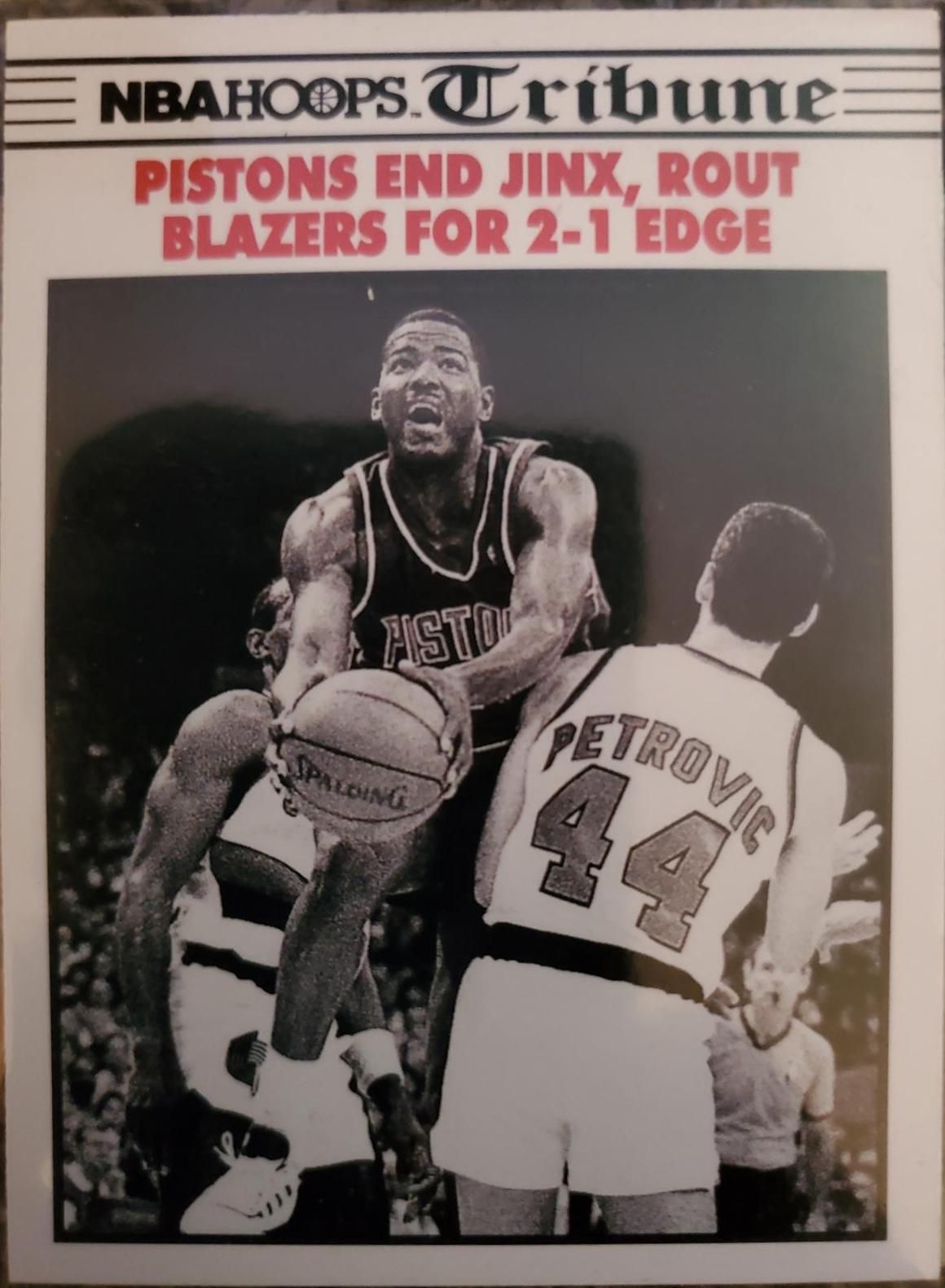Tribune Pistons End Jinx #339 Basketball Cards 1990 Hoops Team Night Sheets