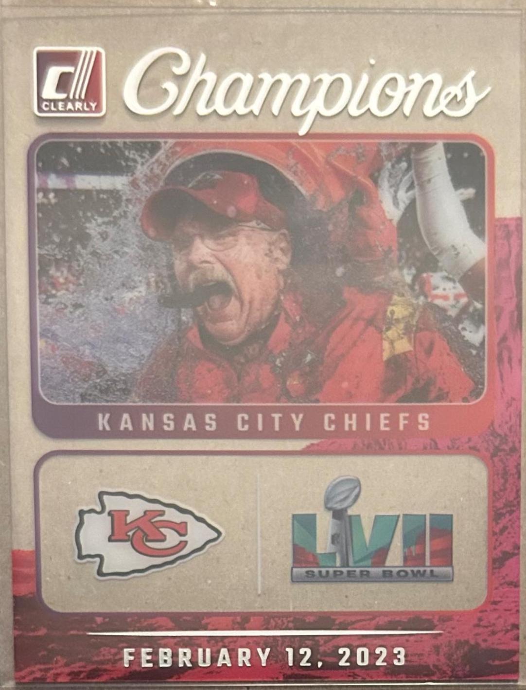 Andy Reid #2 Football Cards 2023 Clearly Donruss Champion