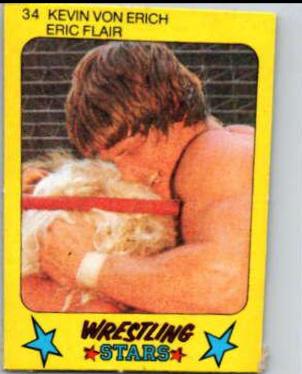 Kevin Von Erich, Eric Flair #34 Wrestling Cards 1986 Monty Gum Wrestling Stars