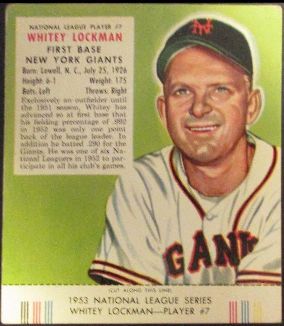 Whitey Lockman #7 Baseball Cards 1953 Red Man Tobacco