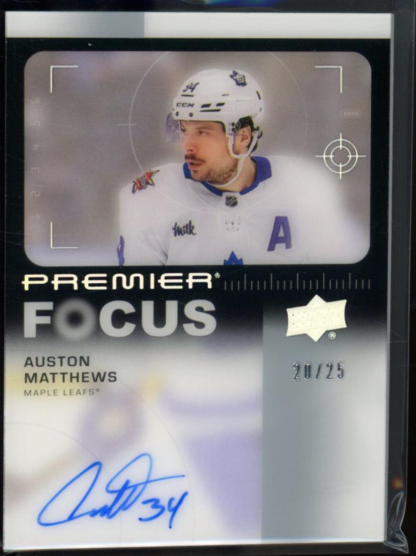 Auston Matthews #PFA-AM Hockey Cards 2023 Upper Deck Premier Focus Auto