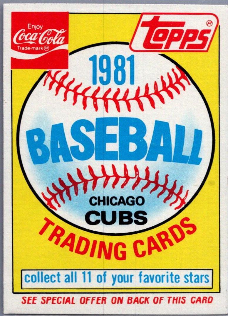 Cubs Header Baseball Cards 1981 Coca Cola