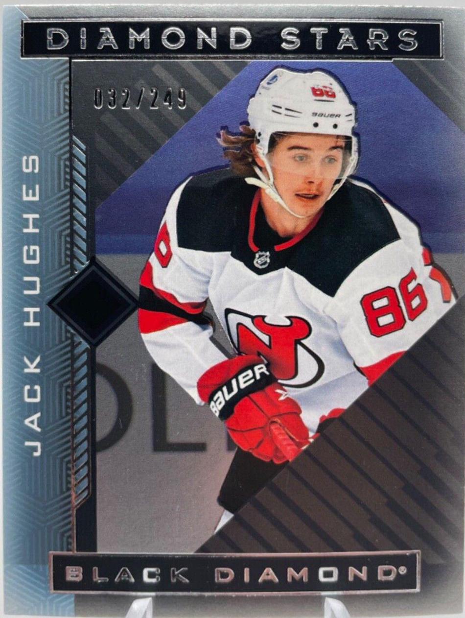 Jack Hughes #BDS-HU Hockey Cards 2021 Upper Deck Black Diamond Stars