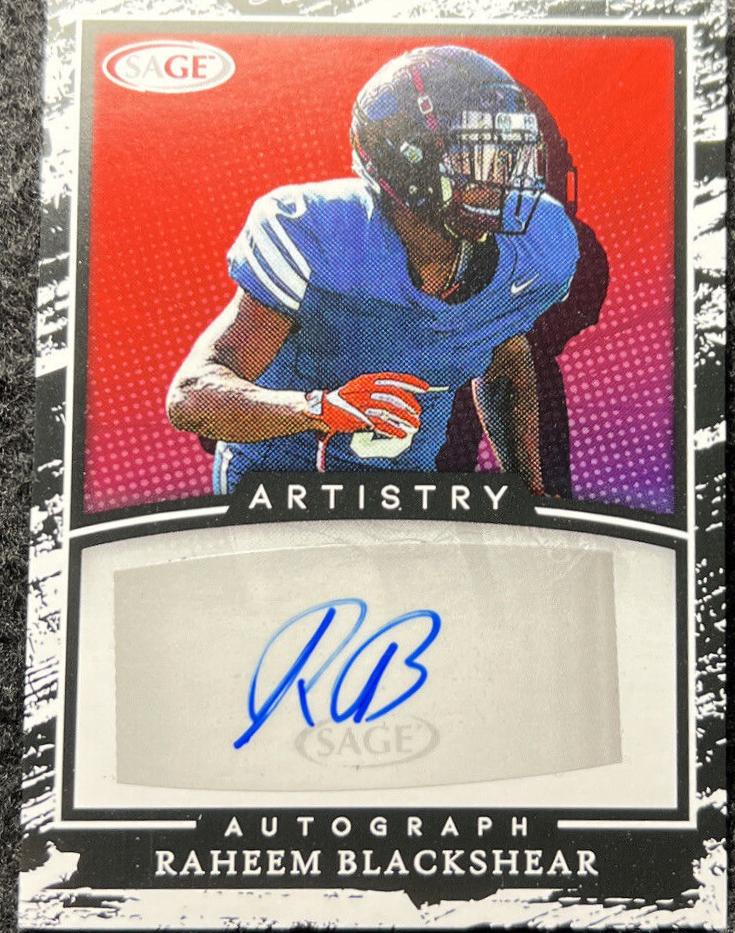 Raheem Blackshear #A-RB Football Cards 2022 Sage Hit Artistry Autographs