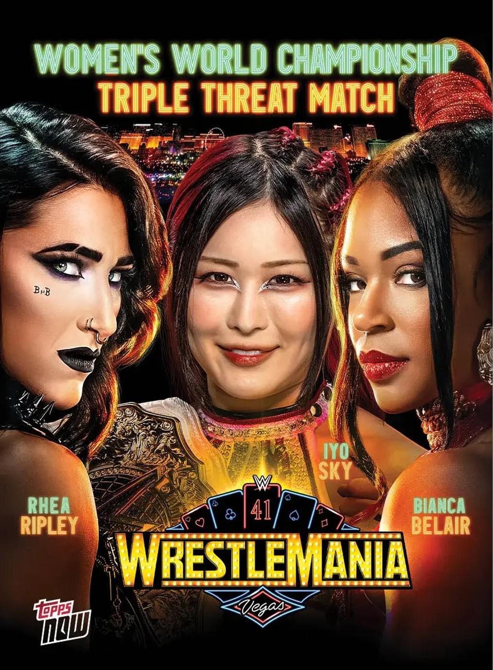 Rhea Ripley/IYO SKY/Bianca Belair #WM5 Wrestling Cards 2025 Topps Now WWE