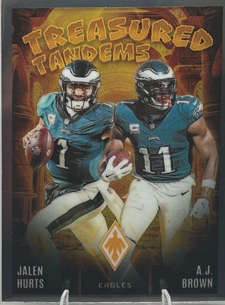 A.J. Brown / Jalen Hurts #4 Football Cards 2024 Panini Phoenix Treasured Tandems