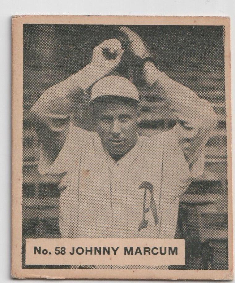 Johnny Marcum #58 1936 World Wide Gum Baseball
