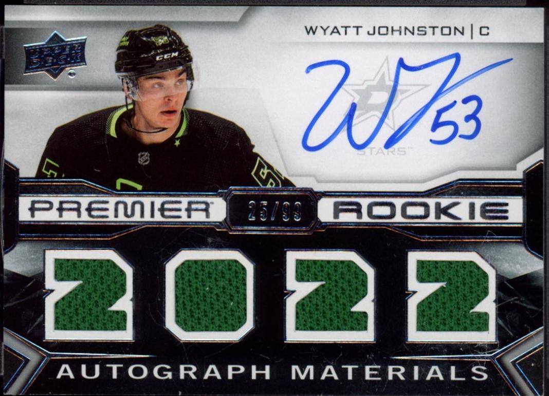 Wyatt Johnston #PRA-WJ Hockey Cards 2022 Upper Deck Premier Rookie Auto Jersey