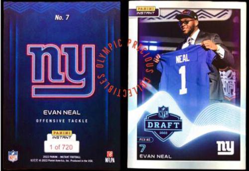 Evan Neal #7 Football Cards 2022 Panini Instant Draft Night