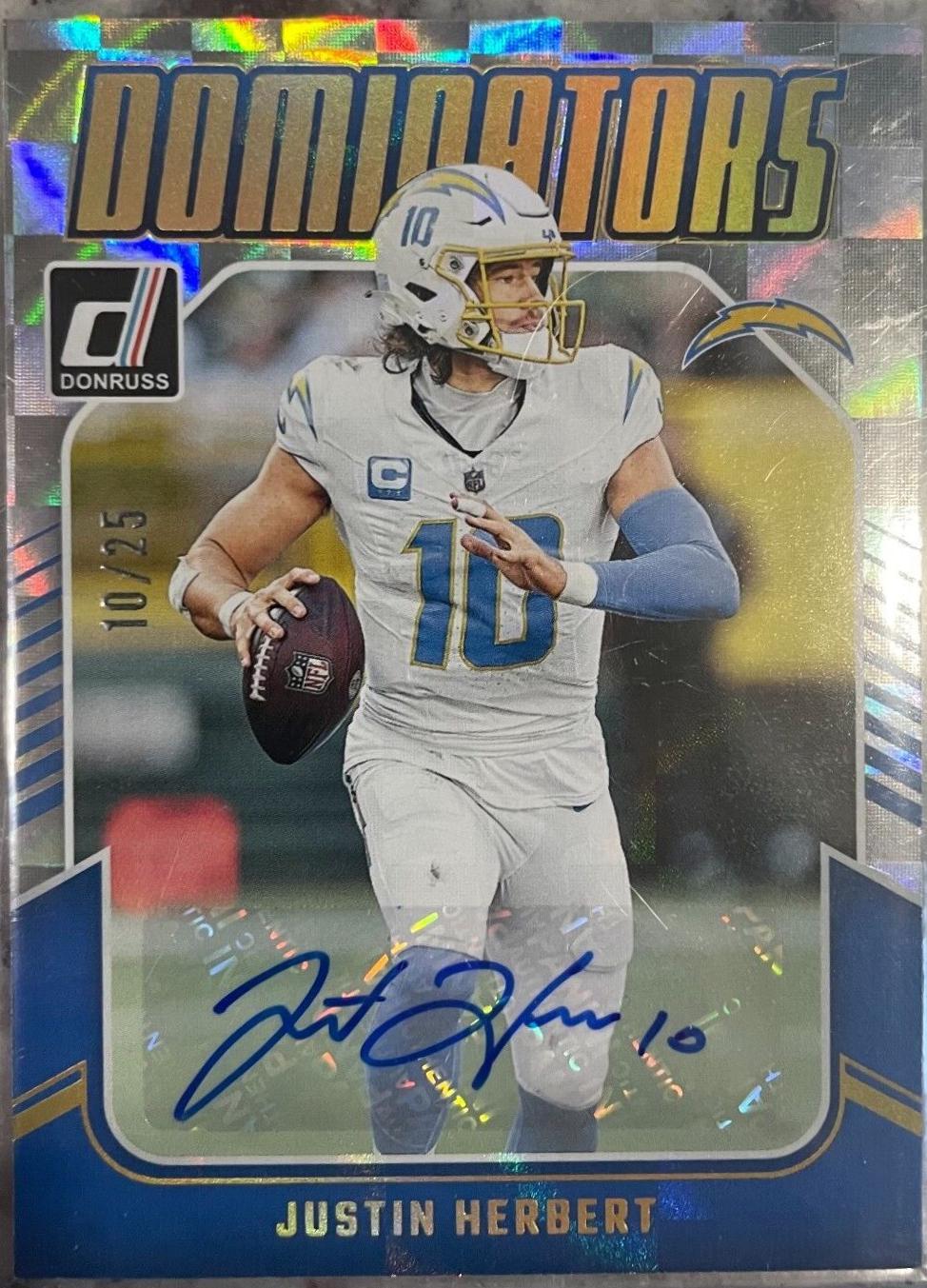 Justin Herbert #6 Football Cards 2024 Panini Donruss Dominators Autograph