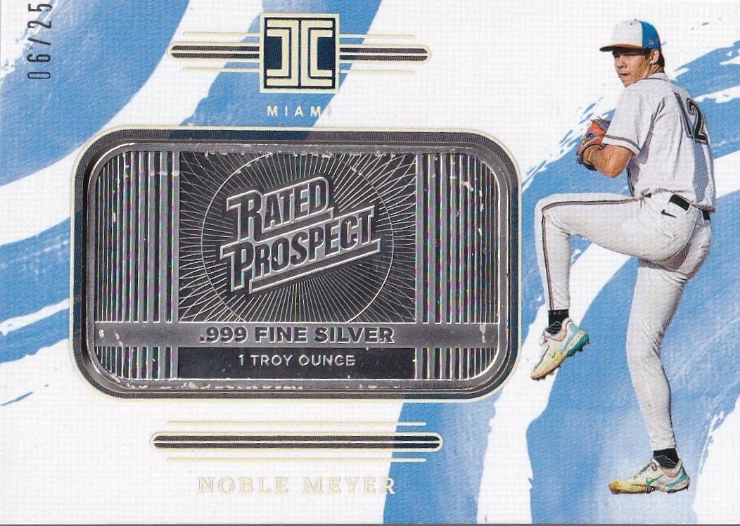 Noble Meyer #12 Baseball Cards 2024 Panini Impeccable Silver Prospects Logo