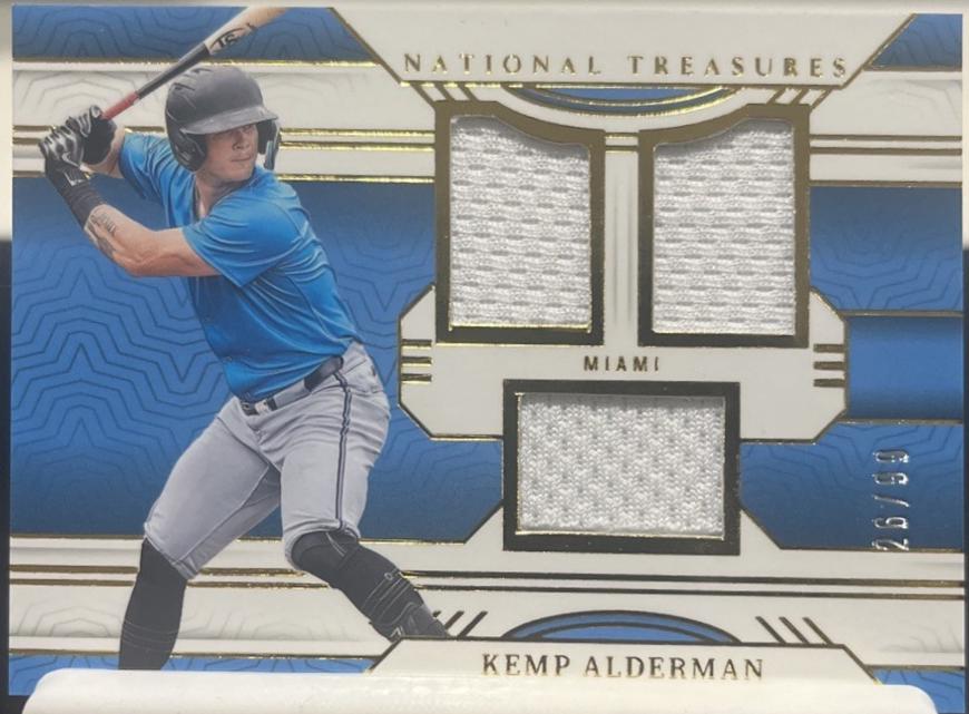 Kemp Alderman #42 2024 Panini National Treasures Game Gear Swatches Trio Baseball