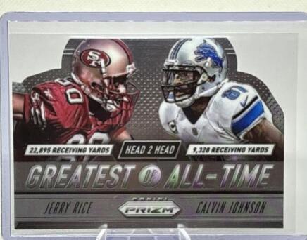 Jerry Rice / Calvin Johnson #GOAT6 Football Cards 2014 Panini Prizm Head 2 Head Greatest of All-Time