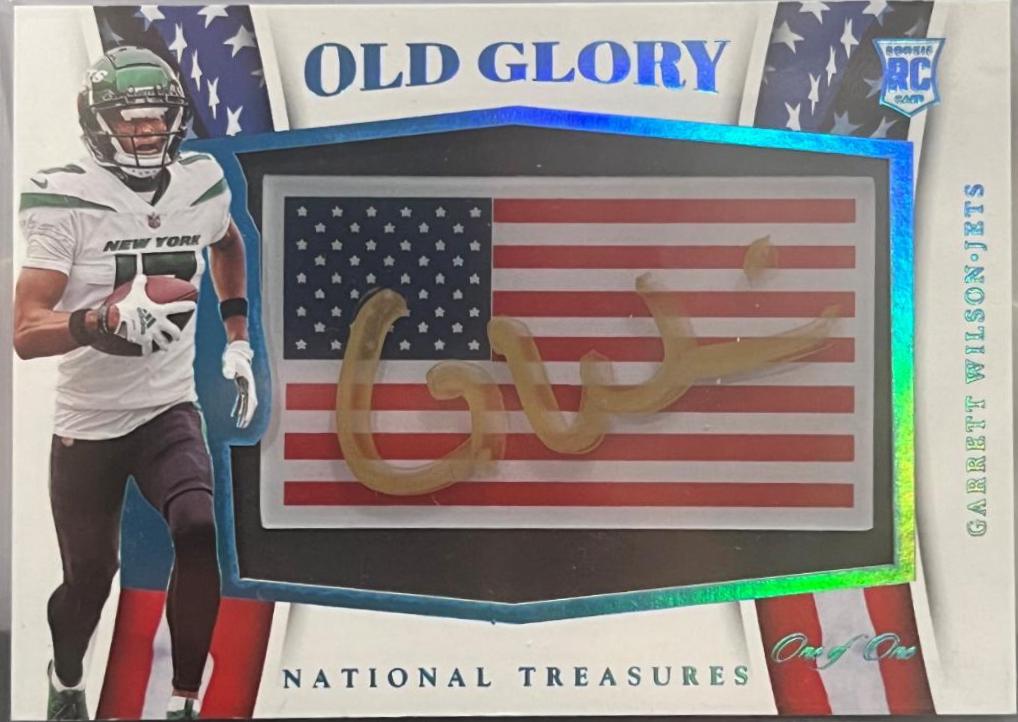 Garrett Wilson #OGS-GWI Football Cards 2022 Panini National Treasures Old Glory Signature