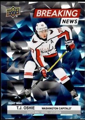 T.J. Oshie #BN-18 Hockey Cards 2024 Upper Deck Breaking News