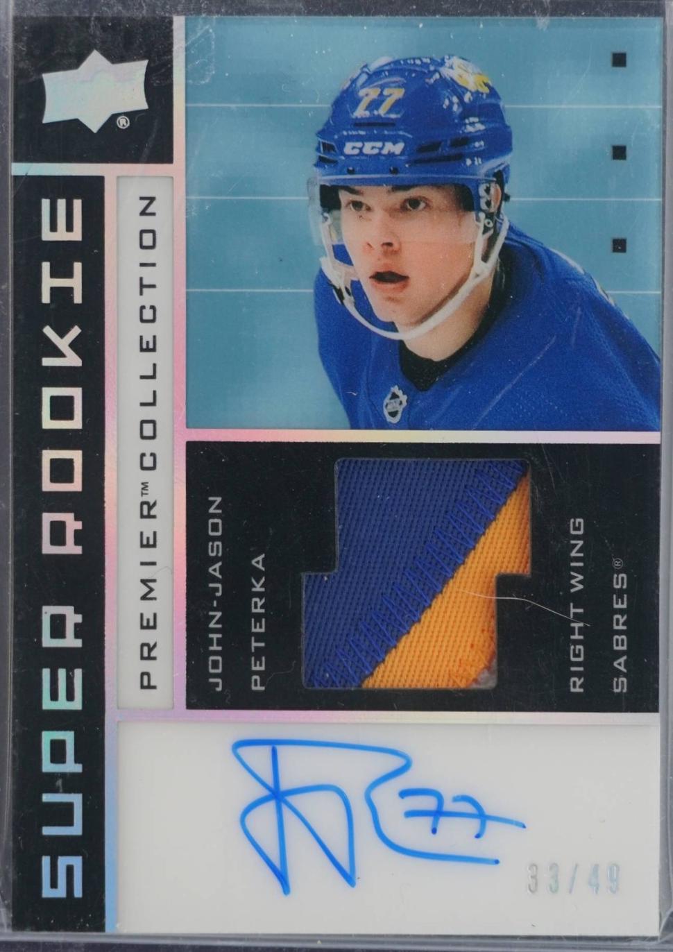 JJ Peterka #SRR-JP 2021 Upper Deck Premier 2002 Super Rookie Auto Patch Hockey