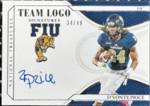 D'Vonte Price #TL-DVP Football Cards 2022 Panini National Treasures Collegiate Team Logo Signatures