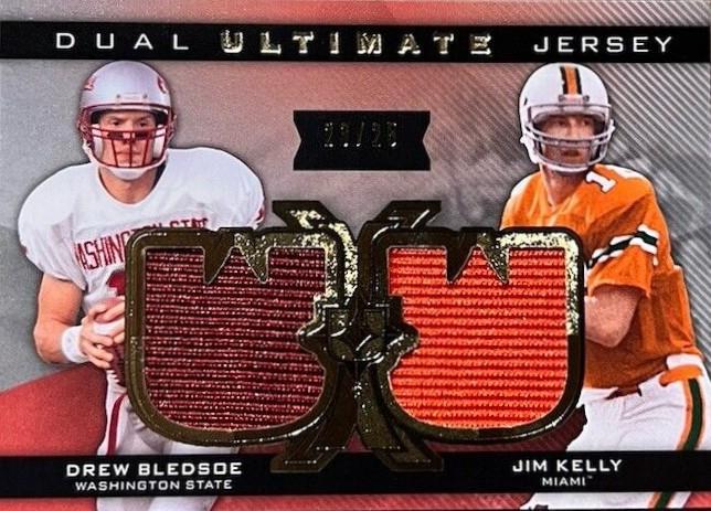 Drew Bledsoe / Jim Kelly #UJ2-BK Football Cards 2013 Upper Deck Ultimate Collection Dual Jerseys