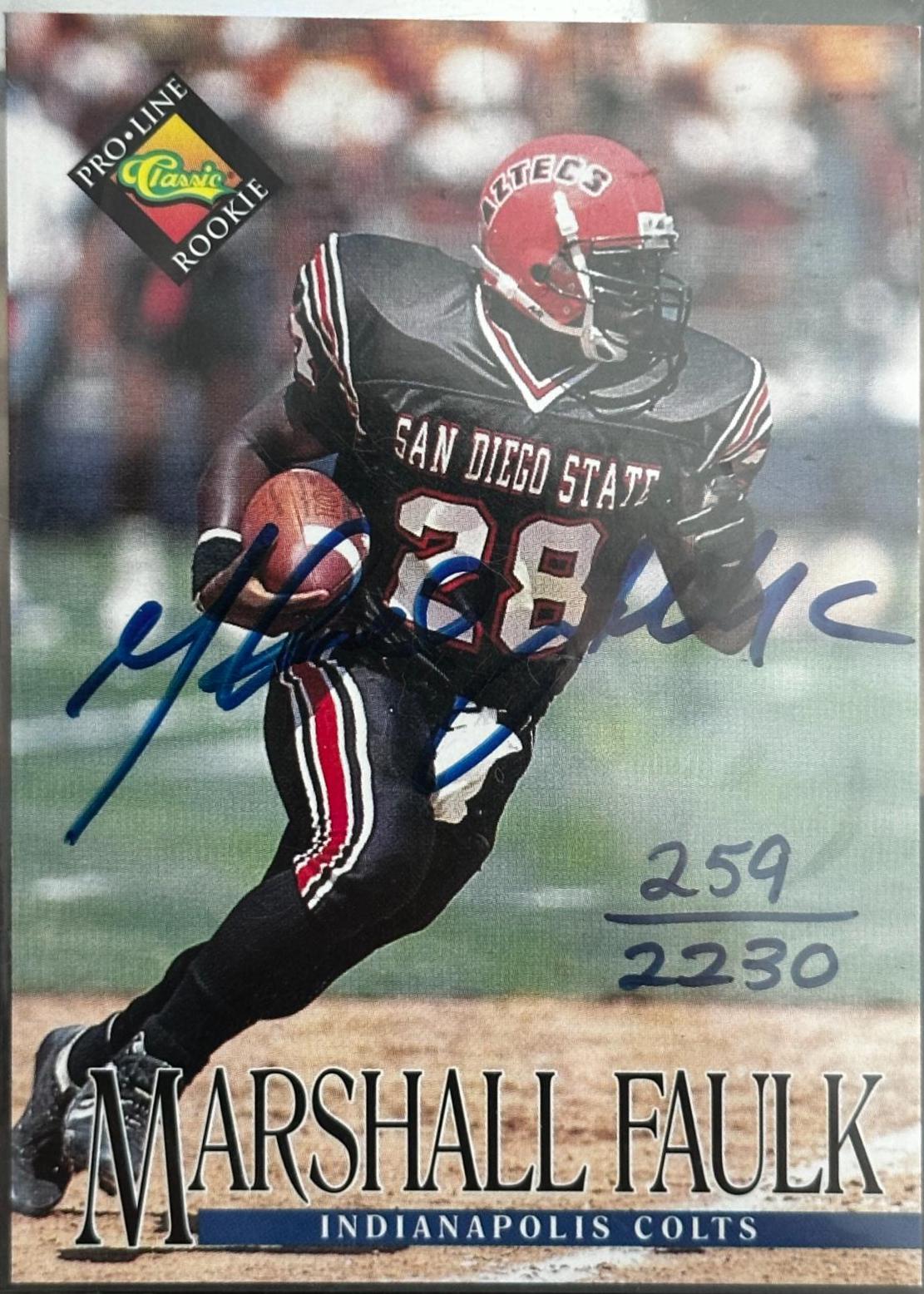 Marshall Faulk Football Cards 1994 Pro Line Live Autographs