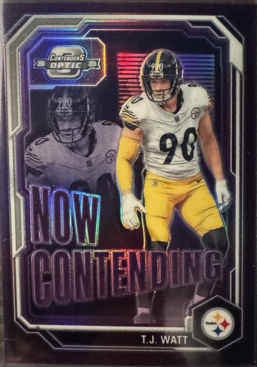 T.J. Watt #30 Football Cards 2023 Panini Contenders Optic Now Contending