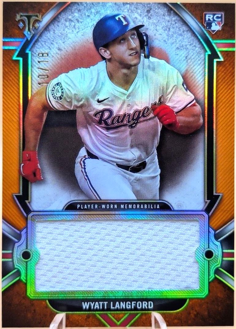 Wyatt Langford #SJR-LANG2 Baseball Cards 2024 Topps Triple Threads Single Jumbo Relic