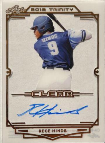 Rece Hinds #CA-RH1 2019 Leaf Trinity Clear Autograph Baseball