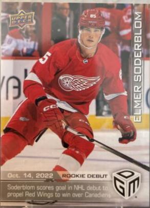 Elmer Soderblom #4 Hockey Cards 2022 Upper Deck Game Dated Moments