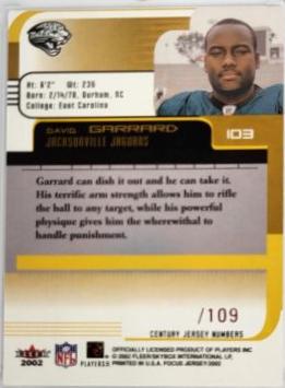 David Garrard #103 2002 Fleer Focus Jersey Edition Football